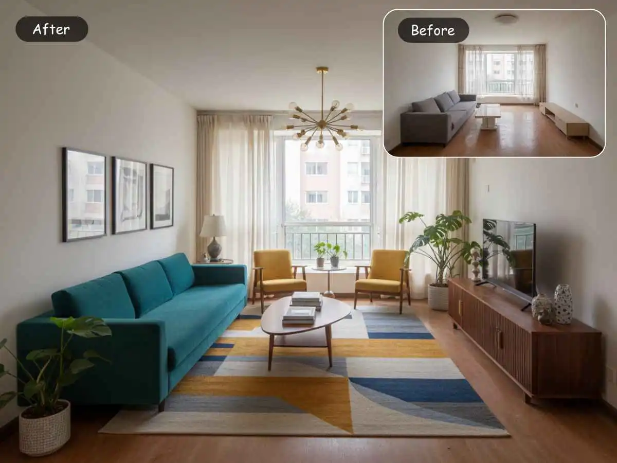EzRemove AI room design living room styling example