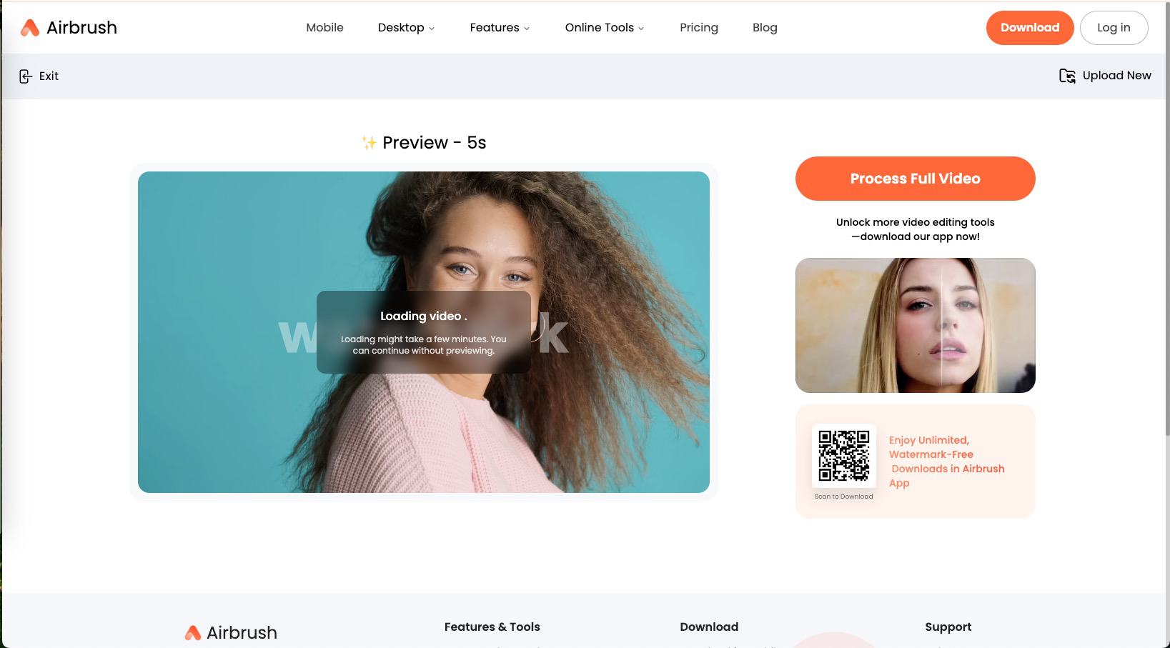 automatic processing and preview screen for watermark removal