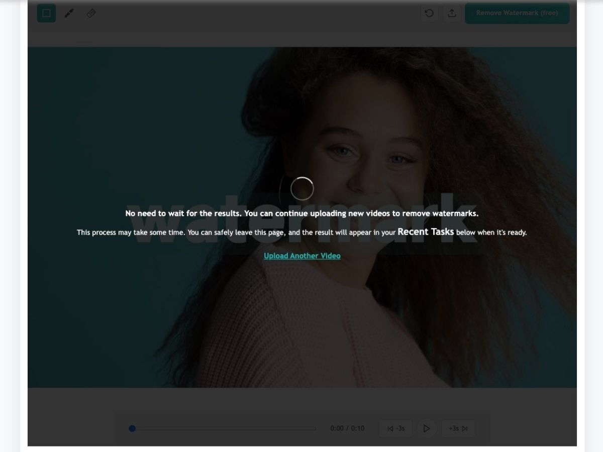 EzRemove AI removal processing progress screen