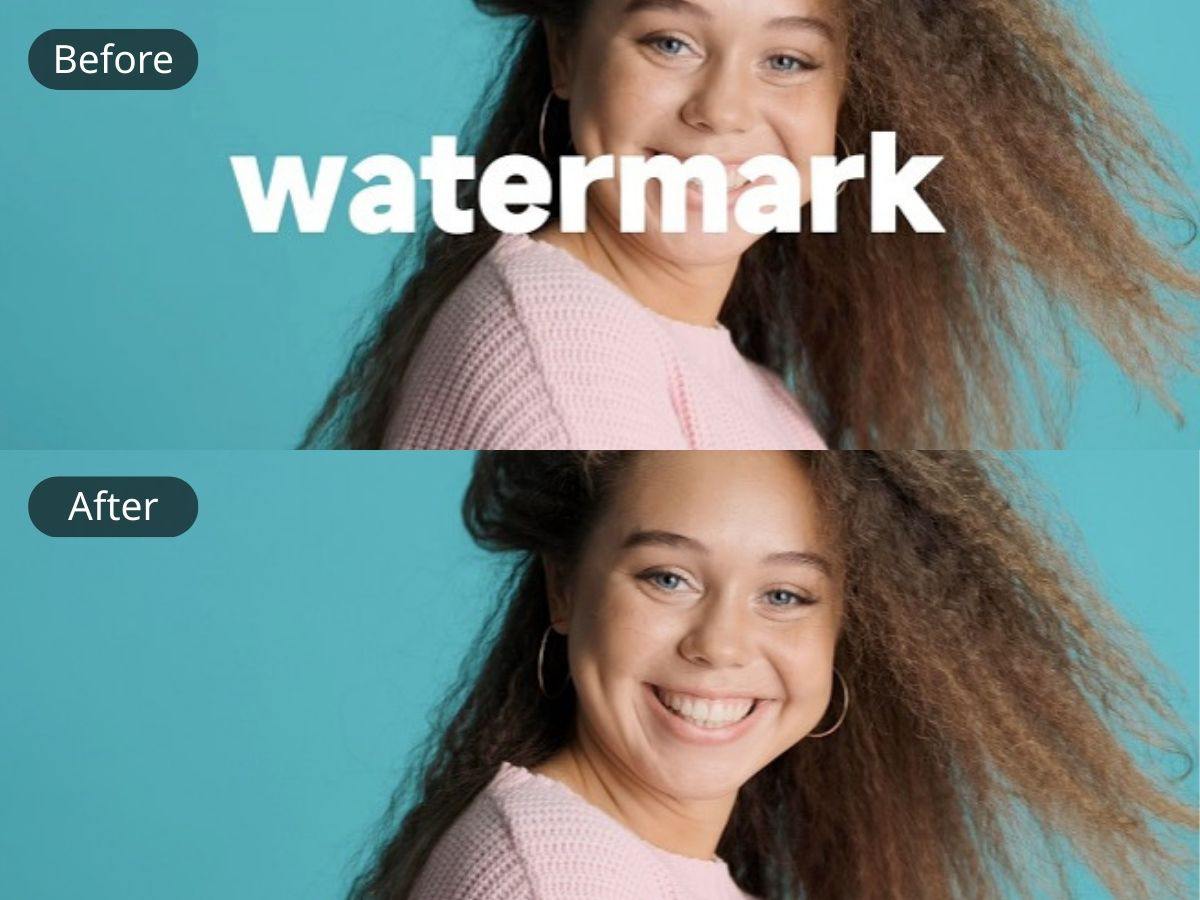 EzRemove video watermark remover before-and-after preview showing the watermark area cleaned