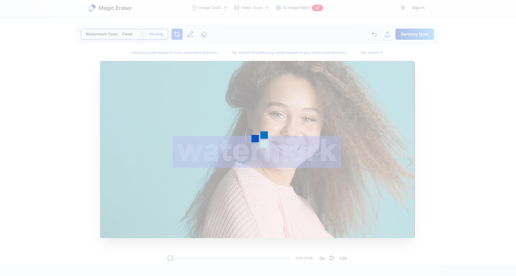 MagicEraser AI removal processing screen