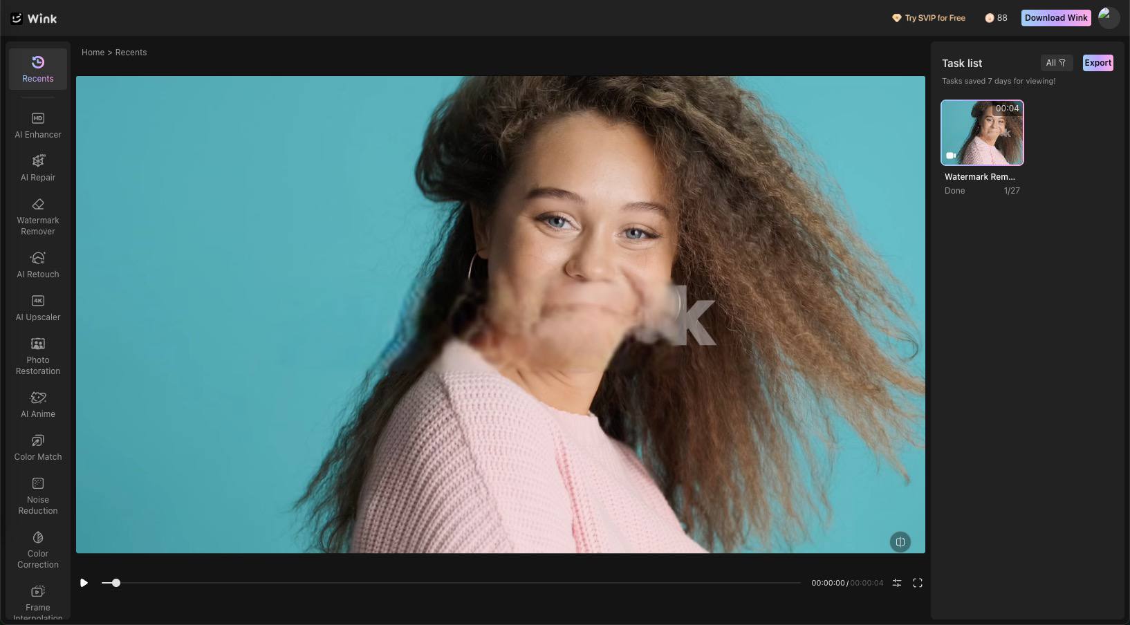 processing screen with credit usage indicator