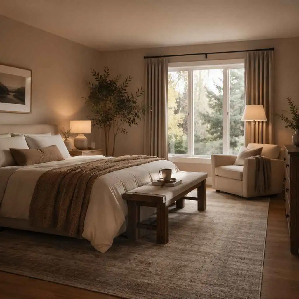 AI room design room atmosphere preview with calm cozy modern interior
