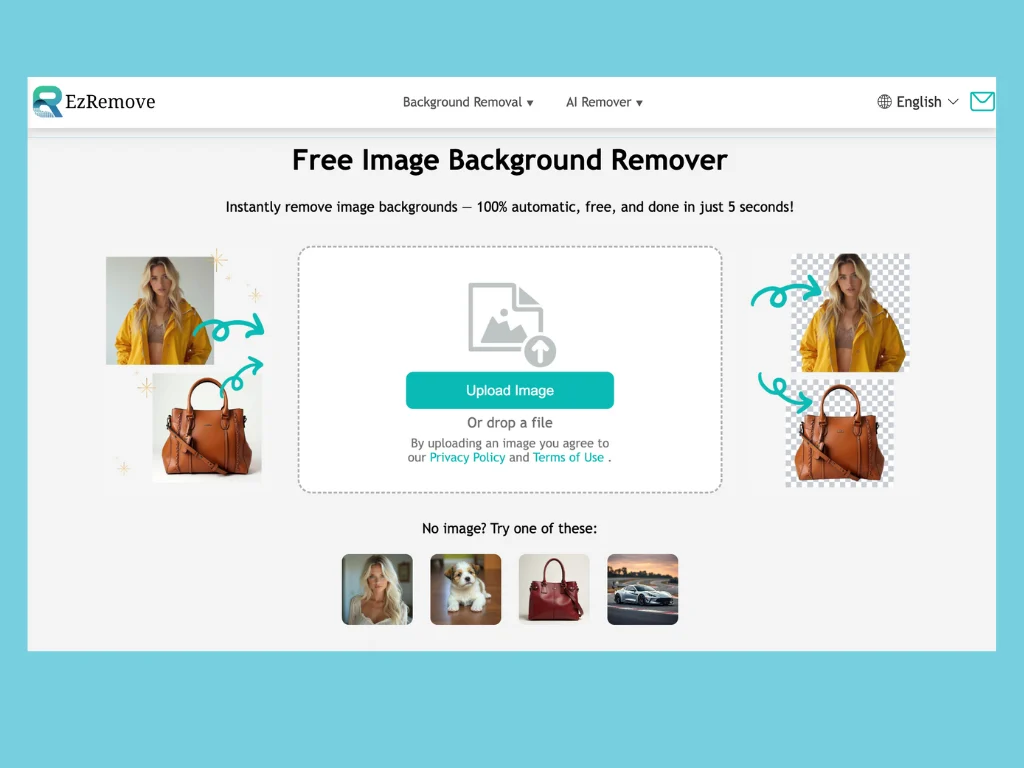 Background Remover's upload interface