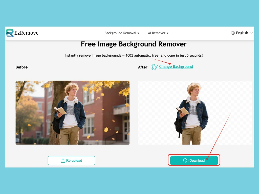 Download page for background remover