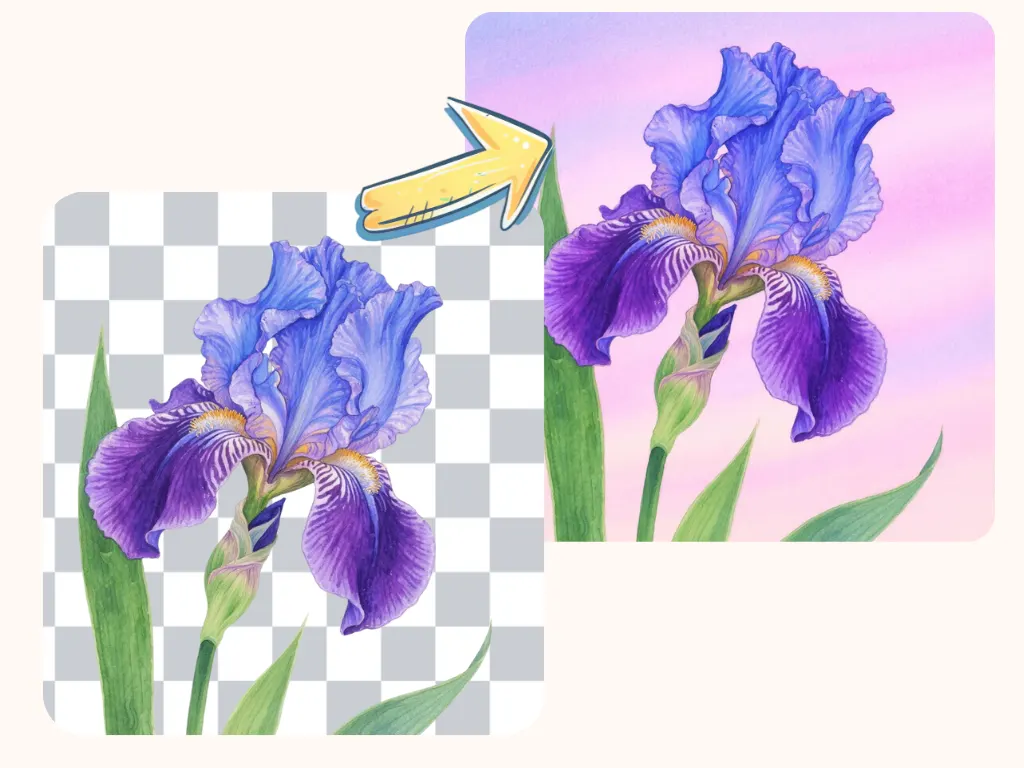 Use the background remover to add a background to flower design