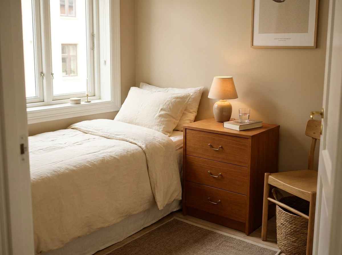 EzRemove small bedroom ideas with a dresser used as a nightstand for extra bedside storage