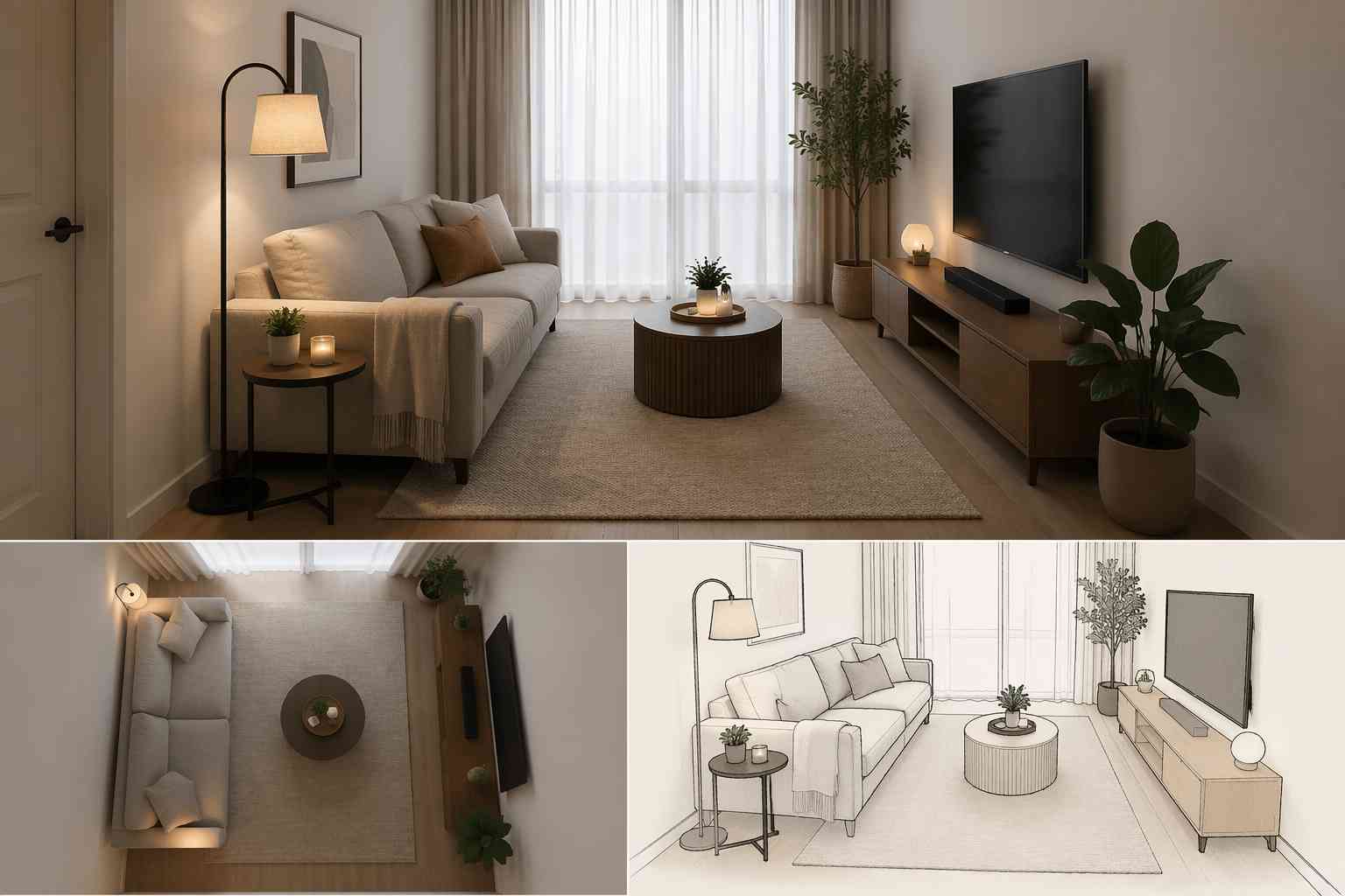 Layout Idea 1: The Simple Wall Sofa Layout